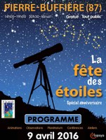 Fête des étoiles le 9 avril 2016 à Pierre-Buffières (87)