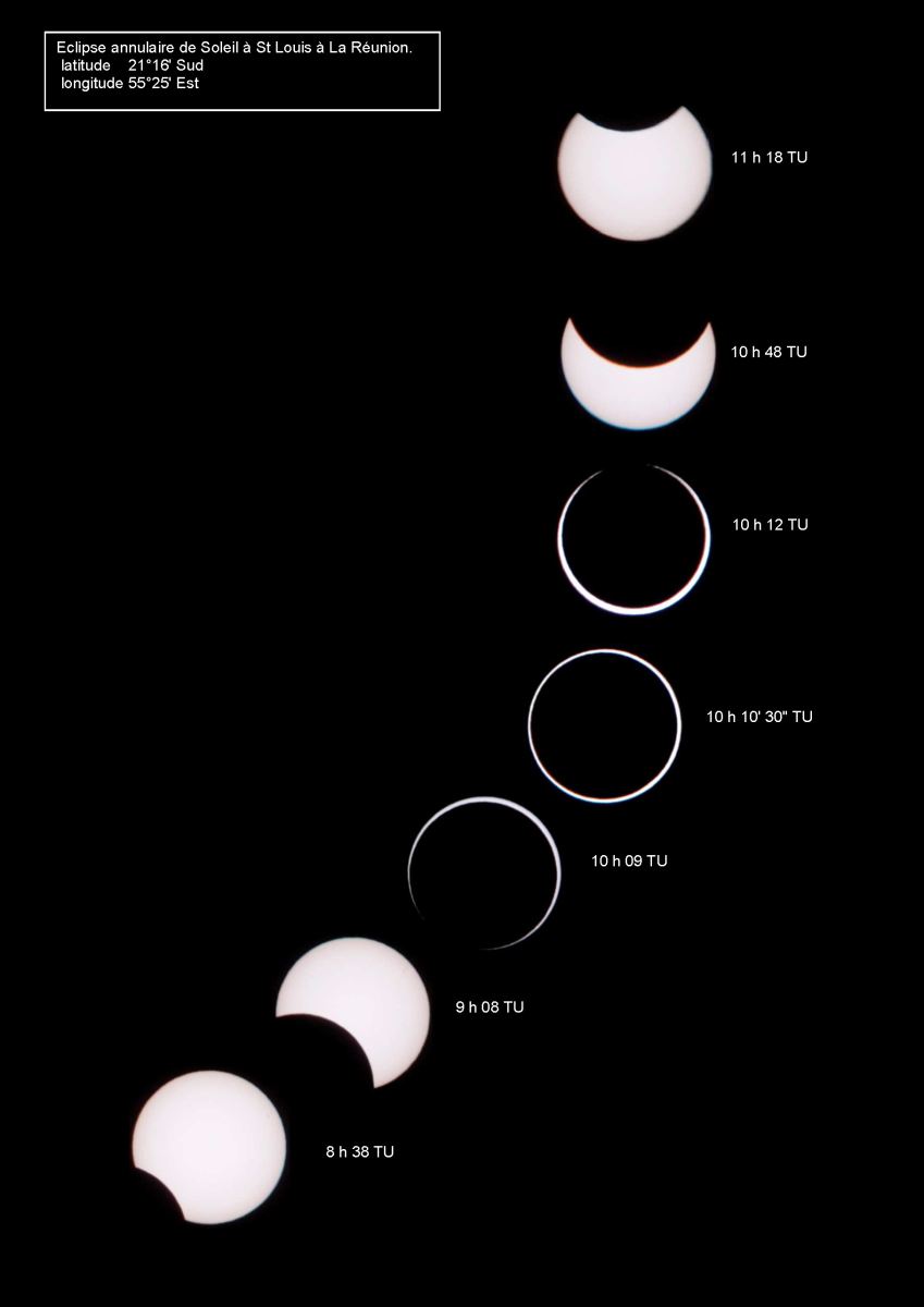 Jeudi  1er septembre 2016 :  Eclipse  annulaire de Soleil à La Réunion